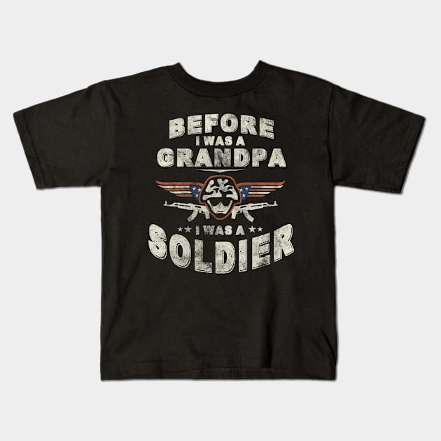 Soldier Grandpa Kids T-Shirt by veerkun